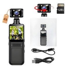 자홀포 4K wifi 초소형 휴대용 액션캠 180도 회전렌즈 고화질 자전거 오토바이 블랙박스, 블랙, 64GB