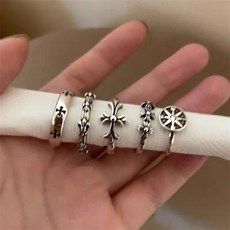 실버 925 빈티지 유화 스트릿 스타일 볼드 남자 반지 여자 볼드 반지 십자가 반지