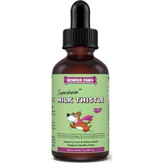 Wonder Paws 반려견 밀크씨슬 2온스 60ml 애완동물 영양제 보조제 간기능 개선, Item Form: Liquid, Flavor: Salmon, 1개