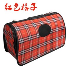 寵物外出透氣折疊包 單肩斜背包 貓咪狗狗外出包, 1個, 大紅格子,S號 / 2.5公斤內