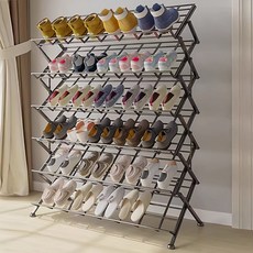 우주밍 접이식 신발장 조립없음 옷방 드레스룸 신발보관 정리대, 1개, 55cm 6단 블랙