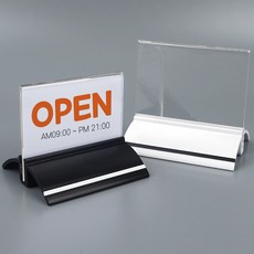 T자형 꽂이 양면 안내판 메모 꽂이 인쇄물 프레임 스탠드 메뉴판 90mm 150mm 1개, 90x50 흰색