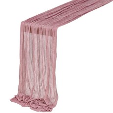 테이블 러너 거즈 식탁보 90x300cm 90x400cm 웨딩 신부 샤워 장식을위한 거즈 테이블 러너, 팥앙금, 1