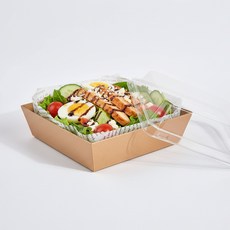안심 국내생산 크라프트 사각 종이 트레이 샌드위치 포장 용기 뚜껑 세트, 1개, 100세트
