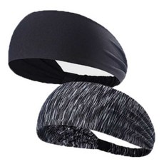 타이탄 남여공용 스포츠 헤어 밴드 2종 세트, 블랙 + 그레이, 1세트