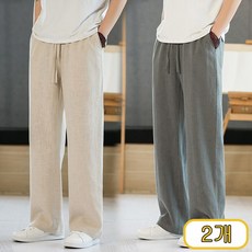 1+1 빅사이즈 남성 린넨 팬츠 슬랙스 통기성 일자핏 통바지 여름 바지 데일리룩