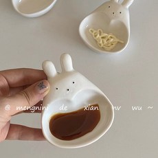 taoye 卡通小兔子蘸料碟 ins家用調味碟 醋碟 番茄醬小喫碟 油醋汁碟 餐廳用, 1個, 兔子醬料碟[單個裝]