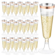 50pcs 5OZ 일회용 와인 컵 파티 플라스틱 샴페인 피리 칵테일 딸기 토스트 유리 웨딩 바 캠핑 214169, 50개, rose gold