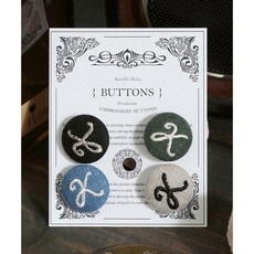 패션스타트 [니들홀릭] 자수 K 이니셜 싸개단추 18mm 4개입, 멀티, 1개