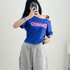 댄마샵 하프 오프숄더 미들 크롭티 여성 줌바 댄스복 상의 방송 댄스 에어로빅복