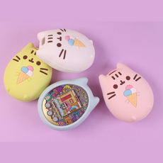 SANS 고양이 캐릭터 다마고치 실리콘 커버 안전 케이스 보호필름, 화이트+보호필름