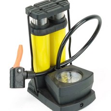 腳踩高壓迷你打氣筒 便攜式打氣筒 汽車/機車/自行車家用 P1, 雙杠帶表款（黃色）, 1個