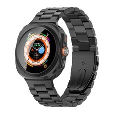 갤럭시워치 울트라/울트라 2025 메탈 스트랩 47mm 스테인리스 스틸 시계줄, 블랙, 1개