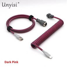 기계식 키보드용 수제 파라코드 PET 이중 슬리브 USB C타입 코일 케이블 GX16 에비에이터, [16] Dark Pink, Dark Pink