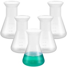 엘렌마이어 플라스크 세트 5pcs 50ml 플라스틱 원뿔 플라스크 클리어 스케일 과학적 학교 실험실 교육 학습용, 엘렌마이어 플라스크 세트 5pcs 50ml 플라스틱 원