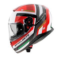 MTHELMETS MT THUNDER3 SV CARRY 紅白色全罩式安全帽，透氣舒適，內置遮陽鏡片, XL號