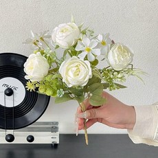 수국 알륨 조화 인테리어 부쉬 다발 장식 꽃 촬영 컬러, 마그 모란 화이트 1송이