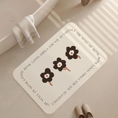 구조토 화장실발매트 욕실앞매트 플라워 주방발판, 블랙, 1개