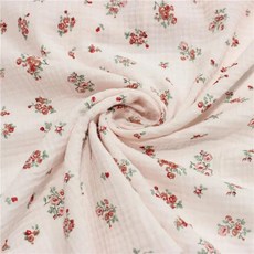 코튼 크레페 패브릭 꽃 인쇄 원단 바느질 패치워크 섬유, 1개, 2. 라이트 핑크