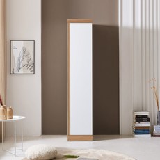 솜씨방가구 E0 로즈키높이 400 틈새옷장(이단봉형), 내추럴화이트