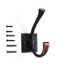 Khtumeware 빈티지 벽 후크 10팩 코트 후크 하드웨어 타월 후크 코트 걸기용 베네치아 브론즈 로브 후크 벽걸이 열쇠 타월 가방 컵용 나사 포함, 2, 기름칠한 청동