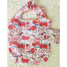 캐릭터 키티 장바구니 휴대용 에코백, 레드, 1개