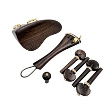 바이올린 4/4 천연 에보니 우드 액세서리 부품 피팅 테일 피스 튜닝 페그 엔드 핀 턱 받침대 홀더 1 세트, complete 6