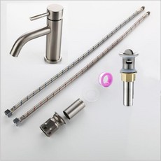 SUS304不銹鋼面盆水龍頭 單孔冷熱混合洗手台龍頭 無鉛, 1個, B3028W面盆單孔冷熱彎嘴龍頭竹節手柄