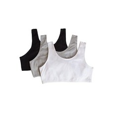 Fruit of The Loom 여아용 3팩 면 내장 스트레치 스포츠 브라 에브리데이 컬러 화이트/블랙/민트/블랙/화이트/그레이