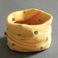 목도리 겨울 방한 머플러 남아 여아 순면 보온 귀보호 넥워머, 라이트옐로우-베어