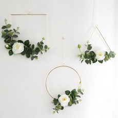 DIY 직접 만드는 플라워 철제 리스 1P-여름장식 인테리어소품 장식 원형 리스틀 철제장식 장식용품 만들기 플라워 조화 벽장식, 원