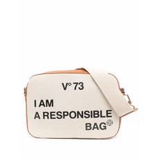 V°73 슬로건 프린트 숄더 백