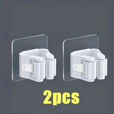 걸레 홀더 자체 후크 접착 욕실 벽걸이 주최자 빗자루 브러시 지원 청소 보관 액세서리 스탠드 주방, 2pcsWhite