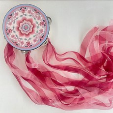 연꽃문양 공연용 탬버린 댄스소품 무용탬버린, 직경 8인치 20cm 탬버린 핑크, 1개