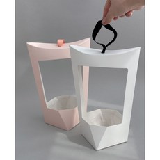 (10개) 플라워 박스 케이스 꽃 상자 어버이날 카네이션 핸들박스 반달포트 캐리어, 10개, 화이트