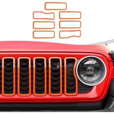 전면 그릴 삽입 커버 키트 7Pcs 2024+ 지프 랭글러 JL JLU & 글래디에이터 JTOrange와 호환됨, Orange