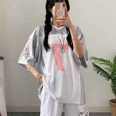 댄마샵 럭비 세븐 오버핏 반팔티 럭비티 여성 댄스복 상의