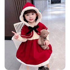 아기 크리스마스 레드원피스 빨간모자망토세트