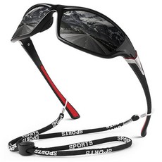 WEAROYO 편광 스포츠 선글라스 남성용 여성용 낚시 운전 직사각형 고글 UV400 보호 C 블랙 레드 프레임/앰버 스칼렛 미러 렌즈+블랙 블루 프레임/아이스 렌즈, C 블랙 레드 프레임/스모크 렌즈, 1개