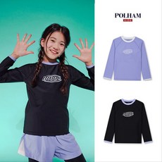 폴햄키즈 여아) 배색 래쉬가드 긴팔티_CC