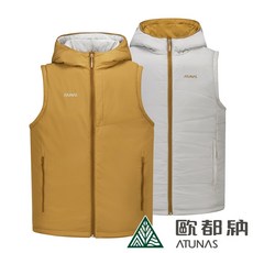 ATUNAS歐都納 男款MORE MORE HOT石墨烯纖維保暖背心 雙面穿 輕量保暖 琥珀棕/沙色