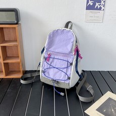 熱銷 戶外 雙肩包 男撞色登山包野餐復古書包輕便旅行包輕薄徒步小背包女, 紫色