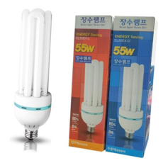 장수램프55W 절전 삼파장 26mm소켓업소용 주광색 형광등색 백열등색 전구색, 1개