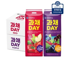 연세우유 연세유업 과채데이 레드/퍼플 190ml 48팩, 1세트