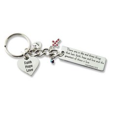 Cathedral Art (Abbey & CA Gift Faith Hope Love Key Ring Bling Silver 4.50" x 0.20" x 1"