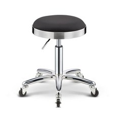 DTC 원형 스툴 바퀴 달린 의자 블랙-철제 스테인리스 보조 미용, H. 스테인리스 스틸 림 블랙 광동 캐스터