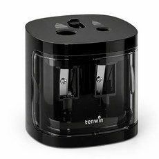 미니멀 듀얼홀 자동 전동 연필깎이 2구 입학선물, 1개, 블랙