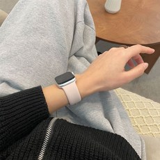 모할랩 애플워치 3/4/5/6/7/8/9/SE 호환 실리콘 더블 단추 스트랩 + 보호필름 1p 세트, 03 핑크