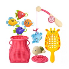 888玩具 6入洗澡玩具釣釣樂 撈撈樂(附抓魚竹簍) 洗澡玩具 戲水玩具 釣魚遊戲組, 1個, 如照片所拍