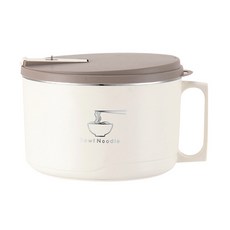 GOURMET 304不銹鋼泡麵碗 附餐具 隔熱防燙 附蓋瀝水設計, 奶白, 1個